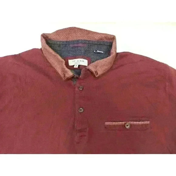 Ted Baker London Levels Pocket Bird's Eye Polo Size 5 Red Maroon - Picture 2 of 8